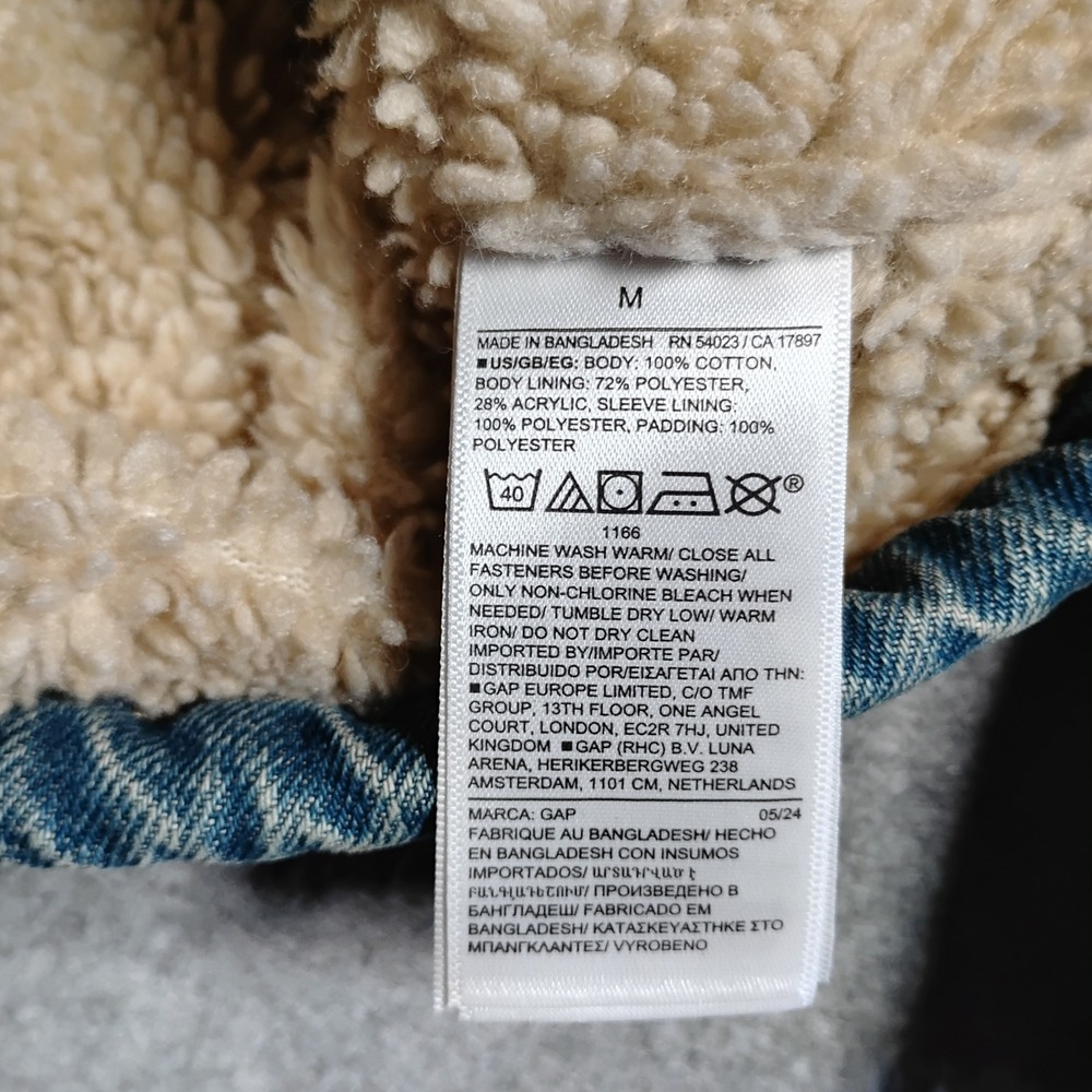 GAP Denim Diet Coke Sherpa Lined Jacket Mens Medium Blue Wash 513799-00 FAL24 - Picture 7 of 14